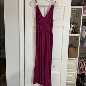Old Navy Deep Magenta V-Neck Spaghetti-Strap Jumpsuit